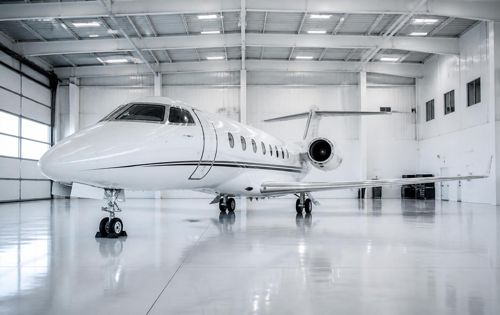 Private jet cruising over the open ocean at golden hour